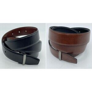 New PERRY ELLIS Reversible Leather Belt Men's 36x90 Black/Brown Professor Preppy